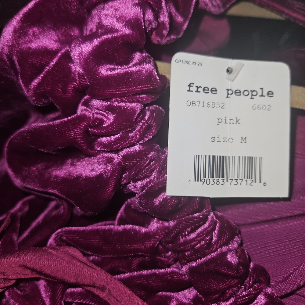 Free People Magenta Velvet Open-Back Blouse - Picture 5 of 5